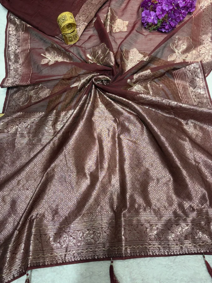 NEELAM TRADERS NEW LAUNCH Banarasi saree with thread work all over in soft cotton silk fabric