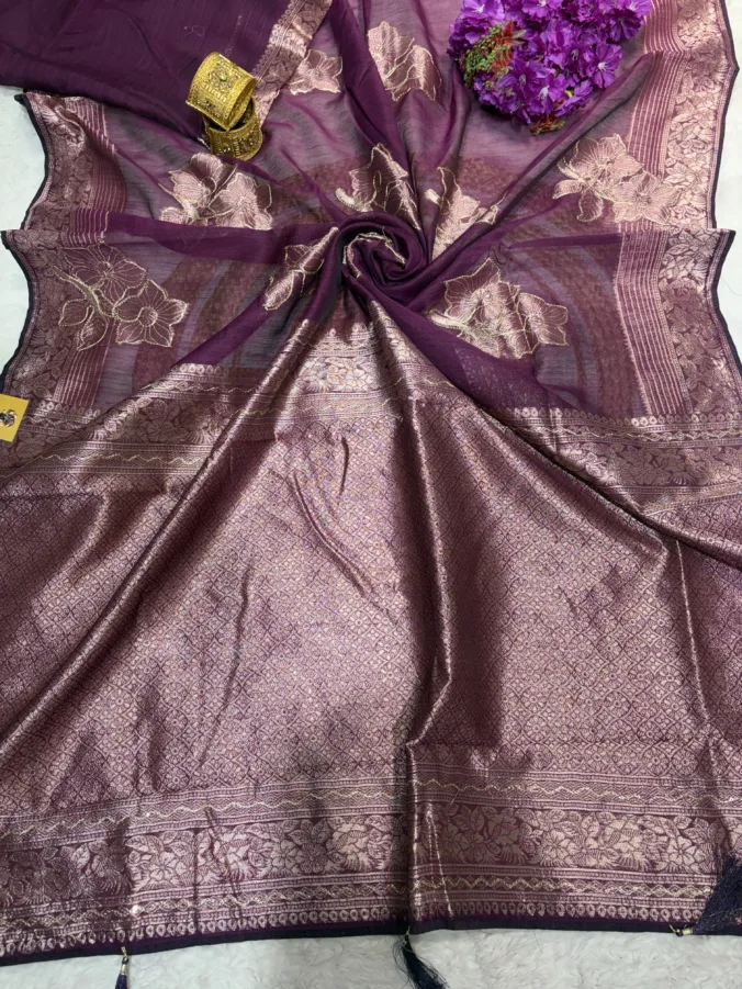 NEELAM TRADERS NEW LAUNCH Banarasi saree with thread work all over in soft cotton silk fabric