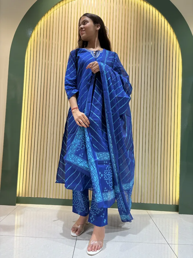 Stylish Printed Straight Suit with Elegant Neck Design and Gracefully Designed Matching Dupatta & Pants.