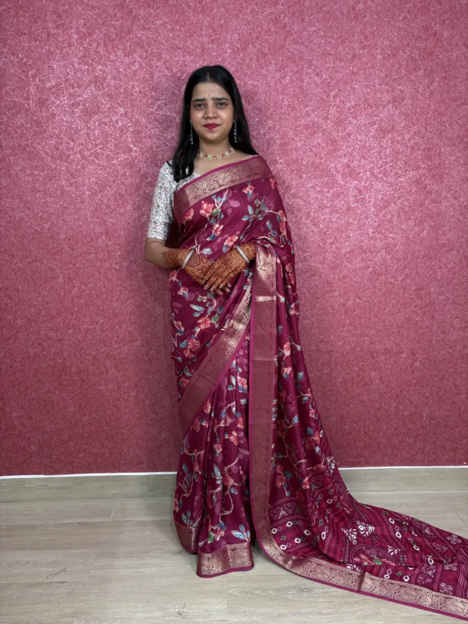 NEELAM TRADERS NEW LAUNCH TRENDING Digital print saree with zari Viewing Border in soft mellow fabric