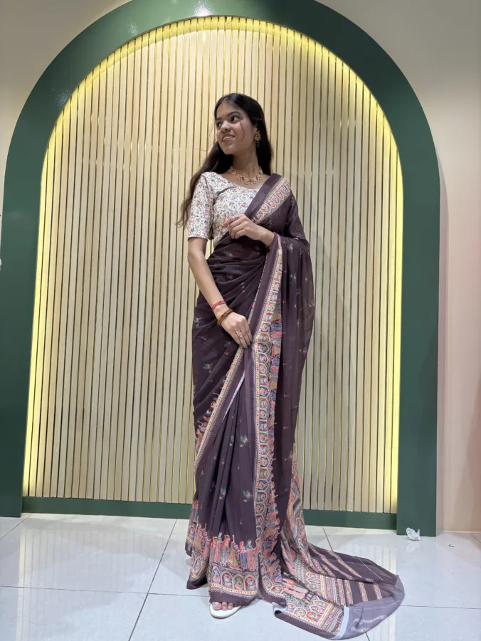 NEELAM TRADERS NEW LAUNCH TRENDING figure print saree without border in Soft georgette fabric