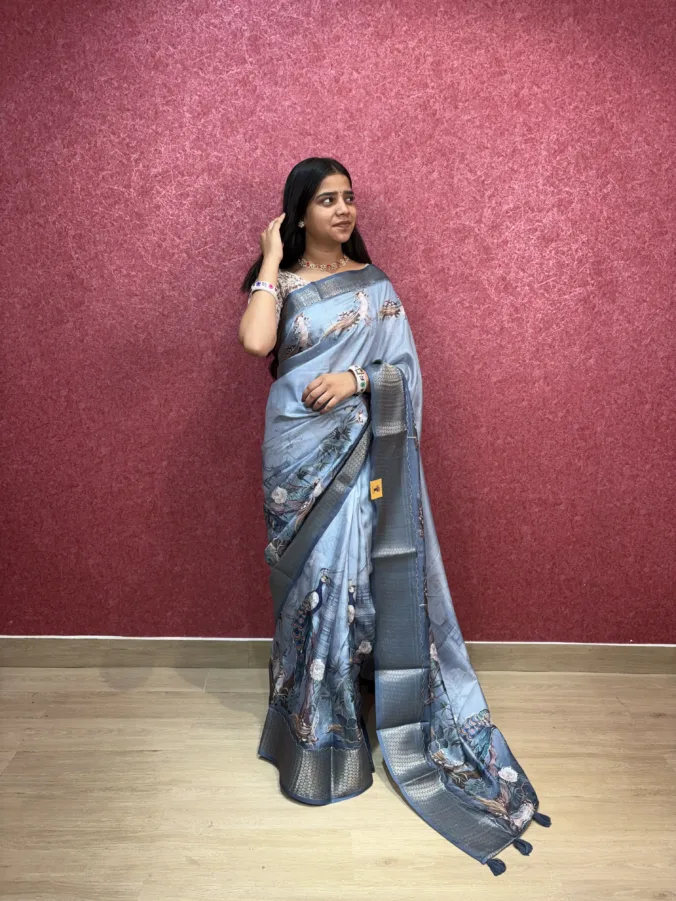 NEELAM TRADERS NEW LAUNCH TRENDING Digital figure print saree with thread work all over in soft silk fabric