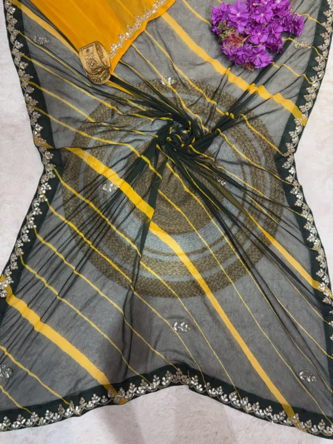 NEELAM TRADERS NEW LAUNCH TRENDING Laheriya Hand paint saree in Chiffon fabric