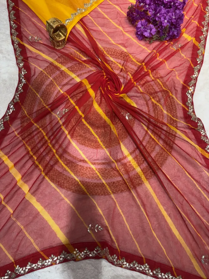 NEELAM TRADERS NEW LAUNCH TRENDING Laheriya Hand paint saree in Chiffon fabric