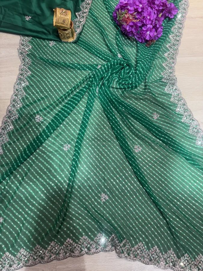 NEELAM TRADERS NEW LAUNCH TRENDING Mothra saree with aari and kasab work all over in soft georgett fabric