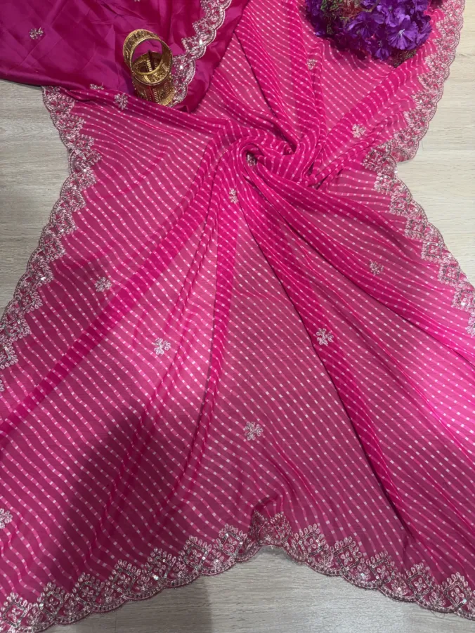 NEELAM TRADERS NEW LAUNCH TRENDING Mothra saree with aari and kasab work all over in soft georgett fabric