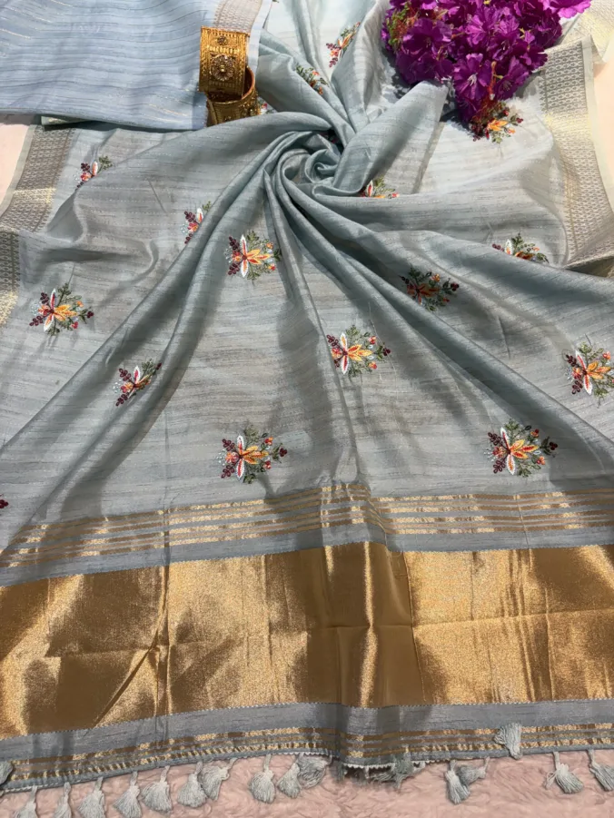 NEELAM TRADERS NEW LAUNCH TRENDING Pure cotton saree with heavy kasidha work and with pallu Lakdi patta and with zari viewing all over in soft cotton fabric