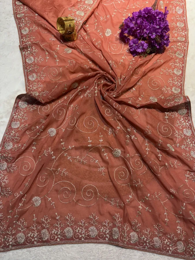 NEELAM TRADERS NEW LAUNCH TRENDING Pittan jaal work saree best option for Parties in soft georgette fabric
