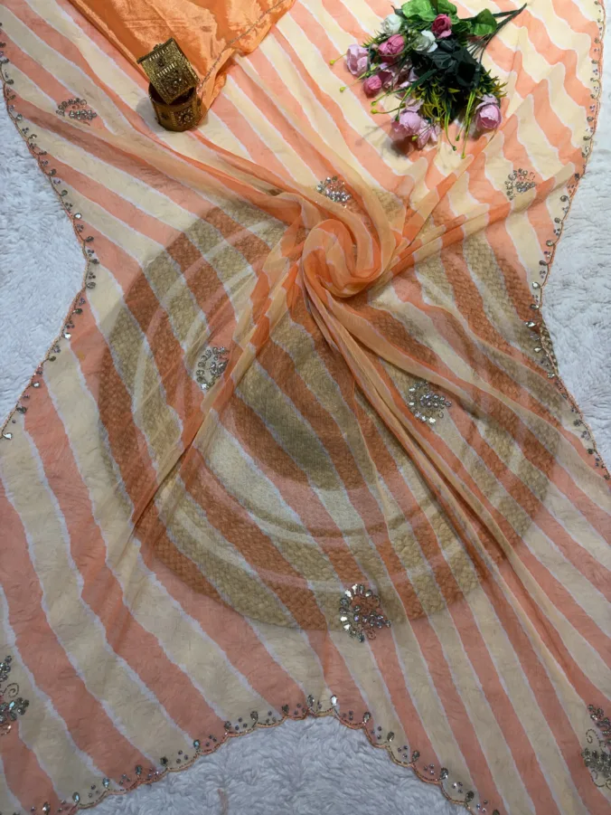 NEELAM TRADERS NEW LAUNCH TRENDING HEAVY LAHERIYA SAREE IN CHIFFON FABRIC