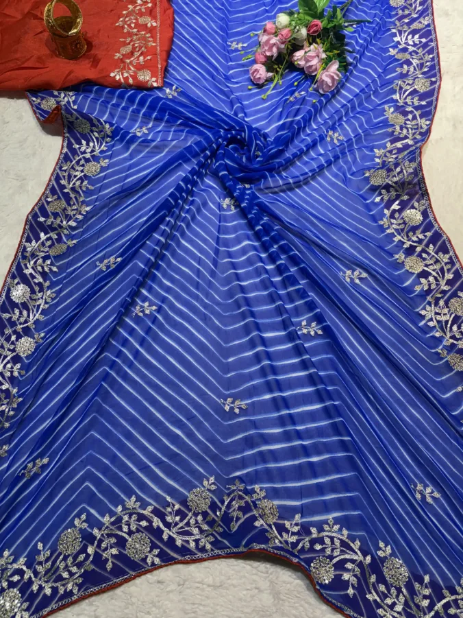 NEELAM TRADERS NEW LAUNCH TRENDING Laheriya saree with pithan work all over in soft georgette fabric