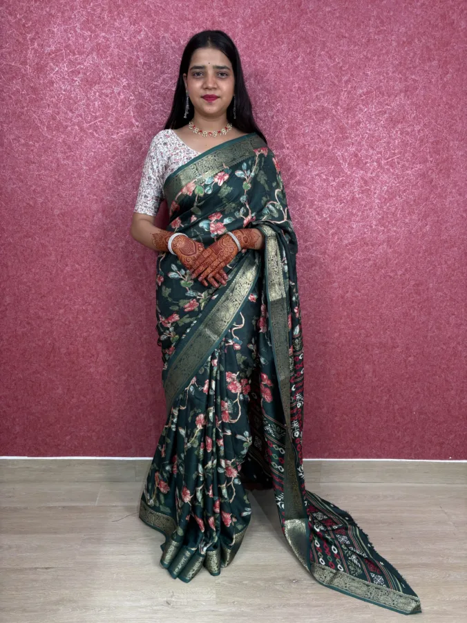 NEELAM TRADERS NEW LAUNCH TRENDING Digital print saree with zari Viewing Border in soft mellow fabric