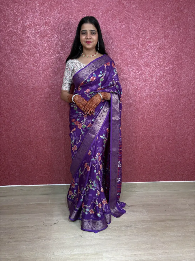 NEELAM TRADERS NEW LAUNCH TRENDING Digital print saree with zari Viewing Border in soft mellow fabric