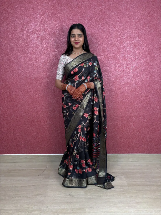 NEELAM TRADERS NEW LAUNCH TRENDING Digital print saree with zari Viewing Border in soft mellow fabric