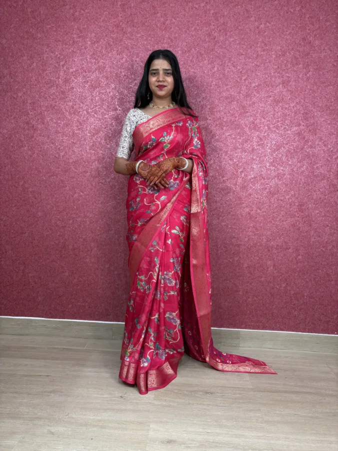 NEELAM TRADERS NEW LAUNCH TRENDING Digital print saree with zari Viewing Border in soft mellow fabric