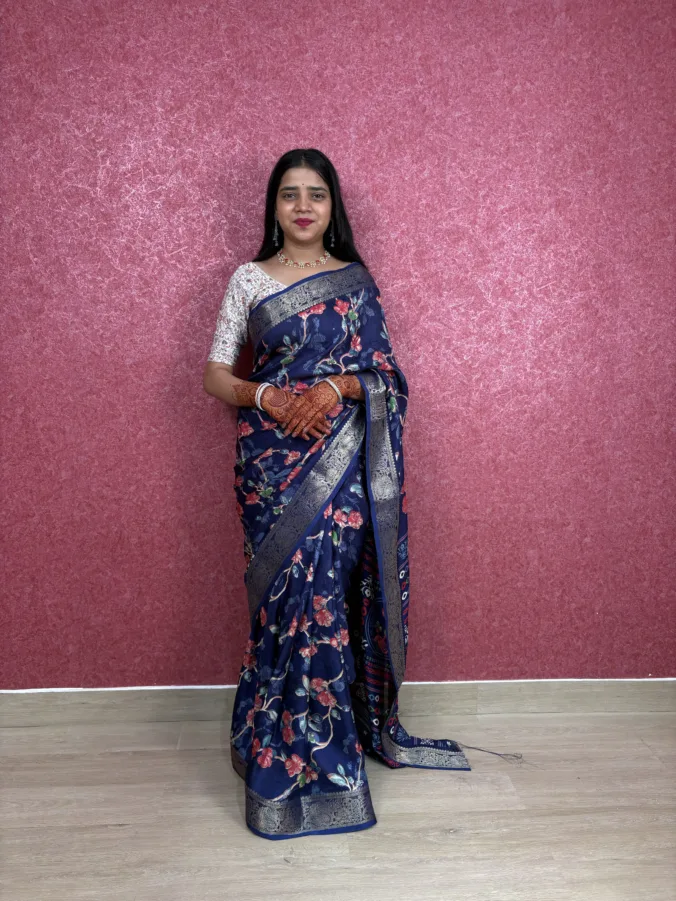 NEELAM TRADERS NEW LAUNCH TRENDING Digital print saree with zari Viewing Border in soft mellow fabric