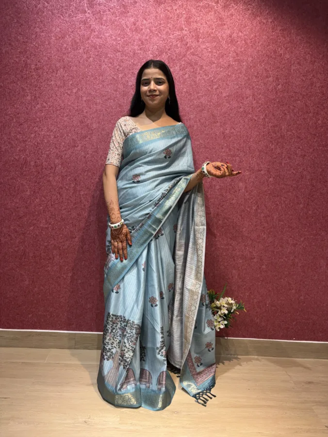 NEELAM TRADERS NEW LAUNCH TRENDING New Figure print saree with zari weaving border all over in soft silk fabric