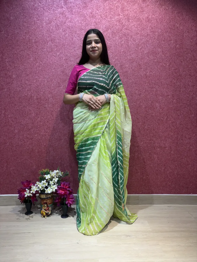NEELAM TRADERS NEW LAUNCH TRENDING MULTICOLOUR SHADE LAHERIYA SAREE IN SOFT CHIFFON FABRIC WITHOUT BLOUSE