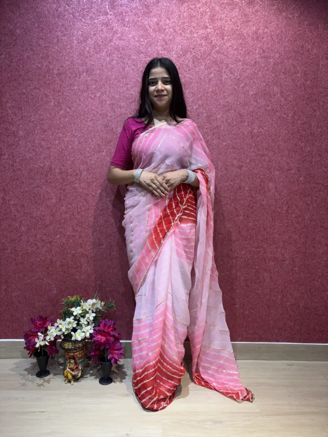 NEELAM TRADERS NEW LAUNCH TRENDING MULTICOLOUR SHADE LAHERIYA SAREE IN SOFT CHIFFON FABRIC WITHOUT BLOUSE