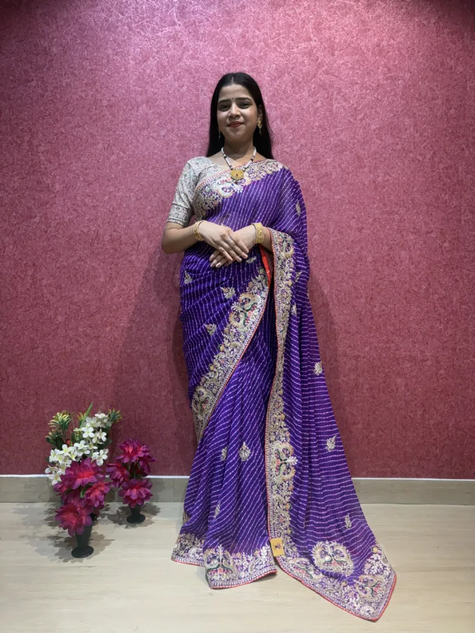 NEELAM TRADERS NEW LAUNCH TRENDING SPECIAL MOTHDA PEACOCK DESIGN SAREE WITH HEAVY BUTTE IN PALLU IN SOFT GEORGETTE FABRIC