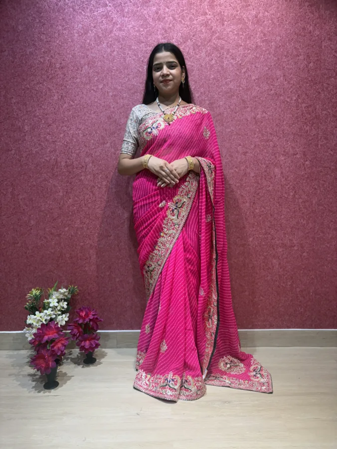NEELAM TRADERS NEW LAUNCH TRENDING SPECIAL MOTHDA PEACOCK DESIGN SAREE WITH HEAVY BUTTE IN PALLU IN SOFT GEORGETTE FABRIC