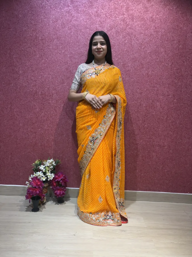 NEELAM TRADERS NEW LAUNCH TRENDING SPECIAL MOTHDA PEACOCK DESIGN SAREE WITH HEAVY BUTTE IN PALLU IN SOFT GEORGETTE FABRIC