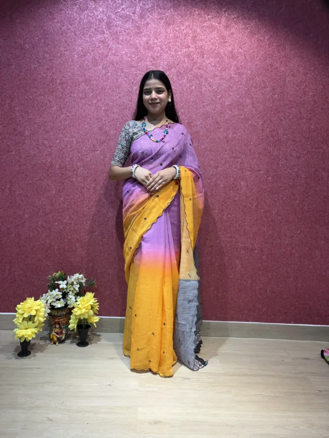 NEELAM TRADERS NEW LAUNCH TRENDING SPECIAL Viral Instagram Multicolur Saree with Mirror Work All Over in Soft Cotton Silk Fabric
