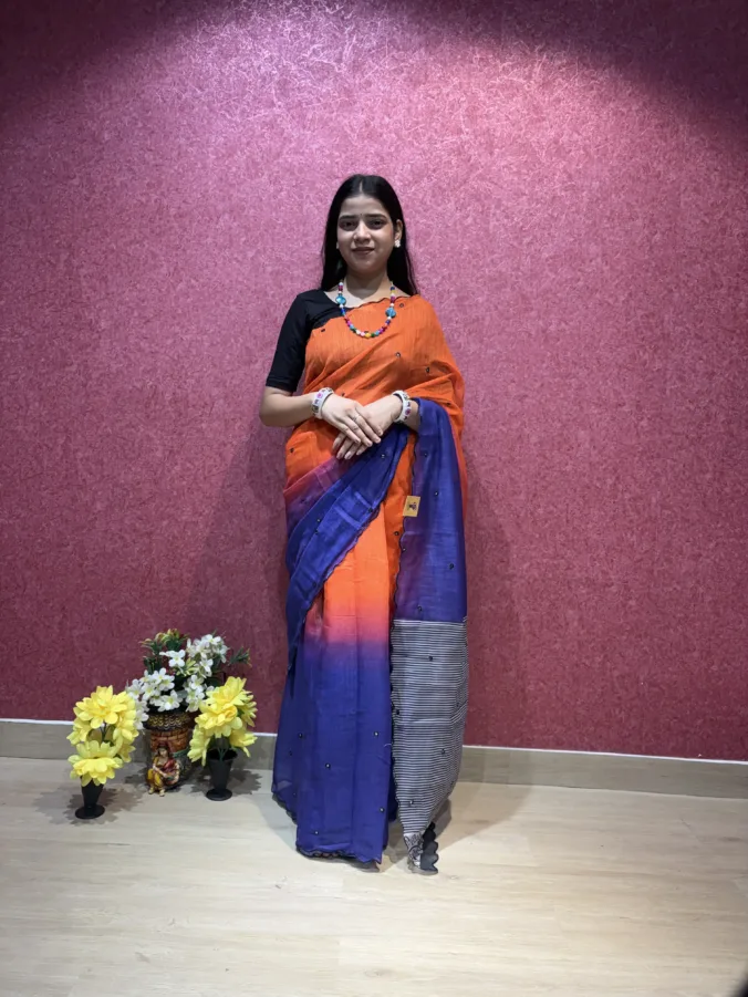 NEELAM TRADERS NEW LAUNCH TRENDING SPECIAL Viral Instagram Multicolur Saree with Mirror Work All Over in Soft Cotton Silk Fabric