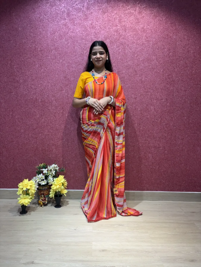 NEELAM TRADERS NEW LAUNCH TRENDING SPECIAL LAHERIYA SAREE WITH WEAVING BORDER ALL OVER IN SOFT GEORGETE FABRIC