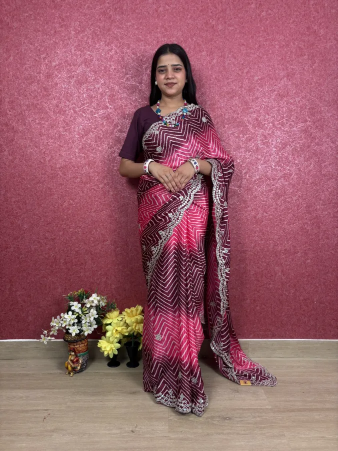 NEELAM TRADERS NEW LAUNCH TRENDING MULTISAHDE LAHERIYA SAREE WITH PLASTIC MIRROR AT PALLU IN SOFT SILK FABRIC