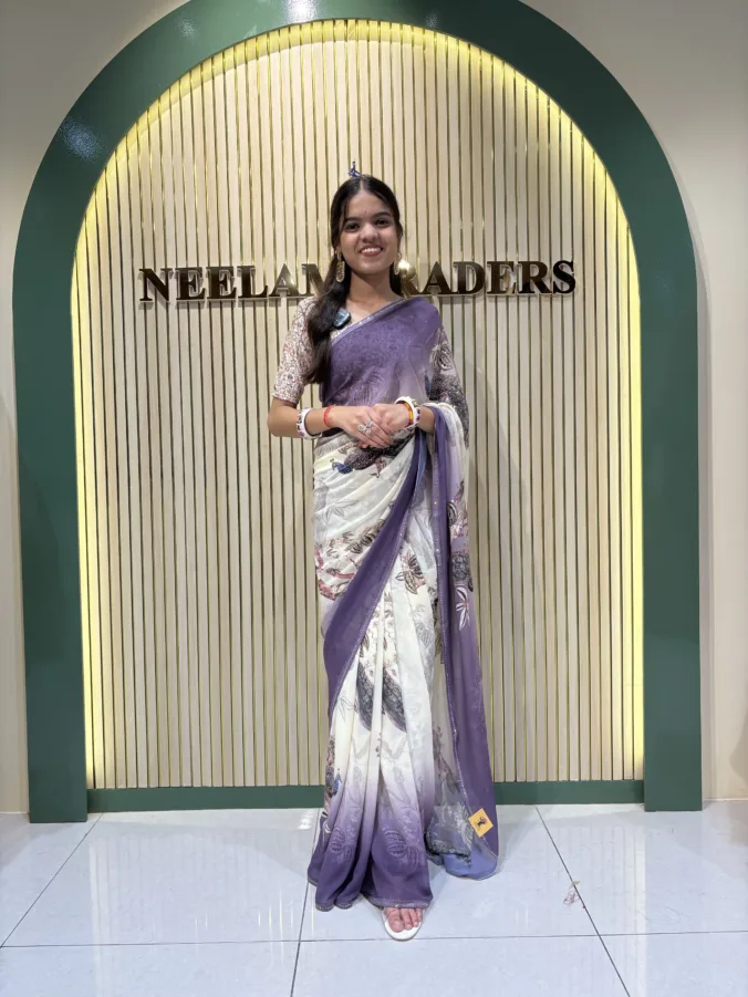 NEELAM TRADERS NEW LAUNCH TRENDING FIGURE PRINT PARTYWEAR  SAREEE WITH STONE WORK ALL OVER IN SOFT GEORGETTE FABRIC