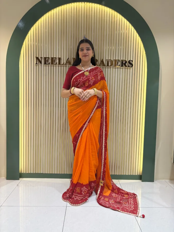 NEELAM TRADERS NEW LAUNCH TRENDING Washable Ojariya Pilliya Saree In Soft Georgette Fabric