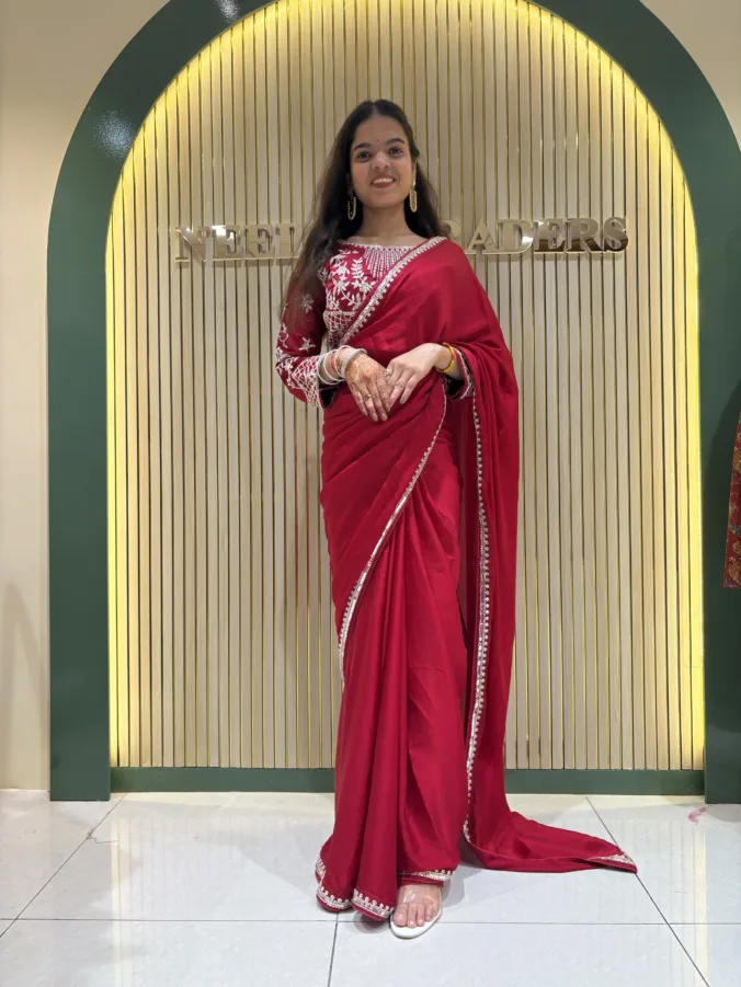NEELAM TRADERS NEW LAUNCH TRENDING Party wear saree with ready made work blouse in soft Satan silk fabric