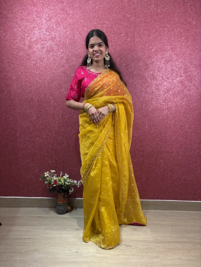 NEELAM TRADERS NEW LAUNCH TRENDING Stich blouse party wear saree with hand work all over in soft silk fabric