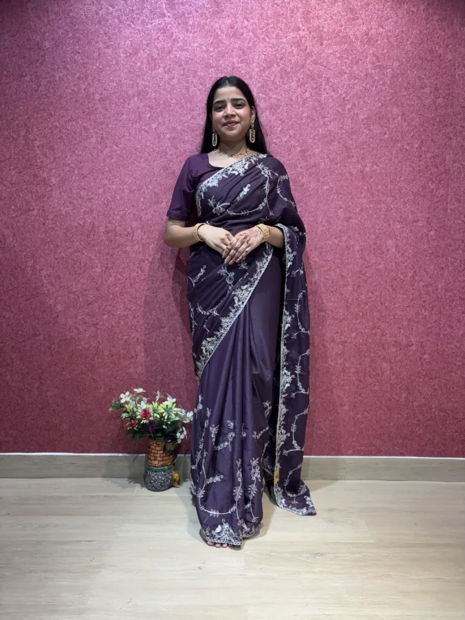 NEELAM TRADERS NEW LAUNCH TRENDING  Best Gift For Rakshabandhan swam special saree in Georgette fabric with thread work all over