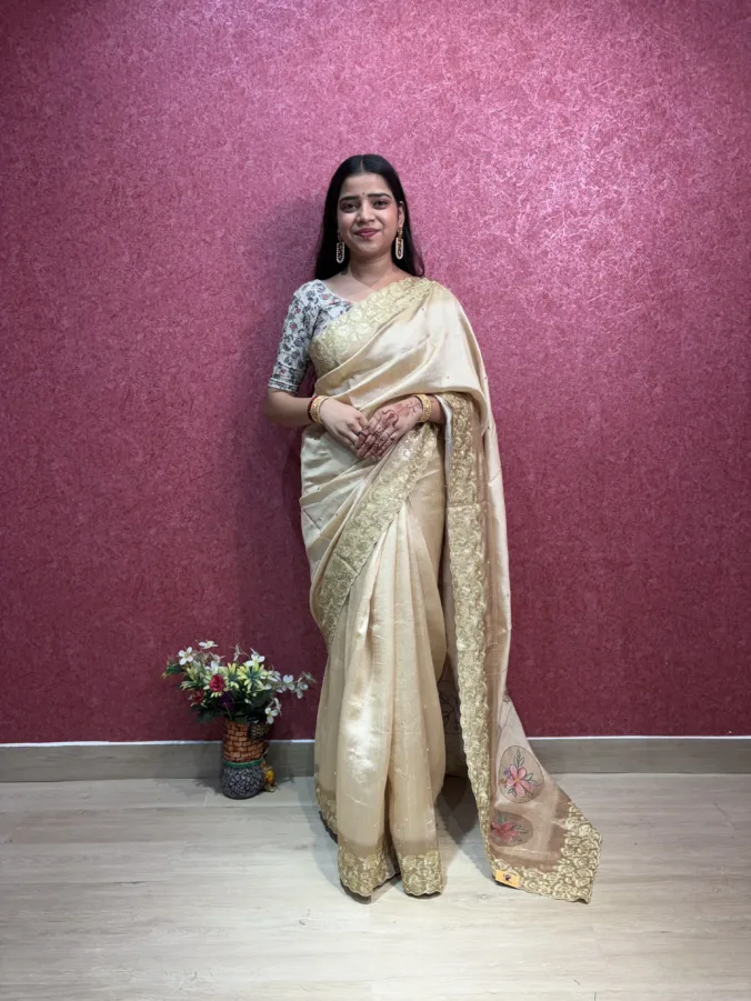 NEELAM TRADERS NEW LAUNCH TRENDING Partywear saree with trending kasida work all over in soft silk fabric