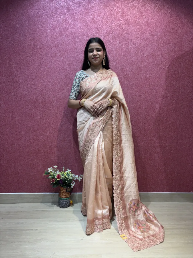 NEELAM TRADERS NEW LAUNCH TRENDING Partywear saree with trending kasida work all over in soft silk fabric