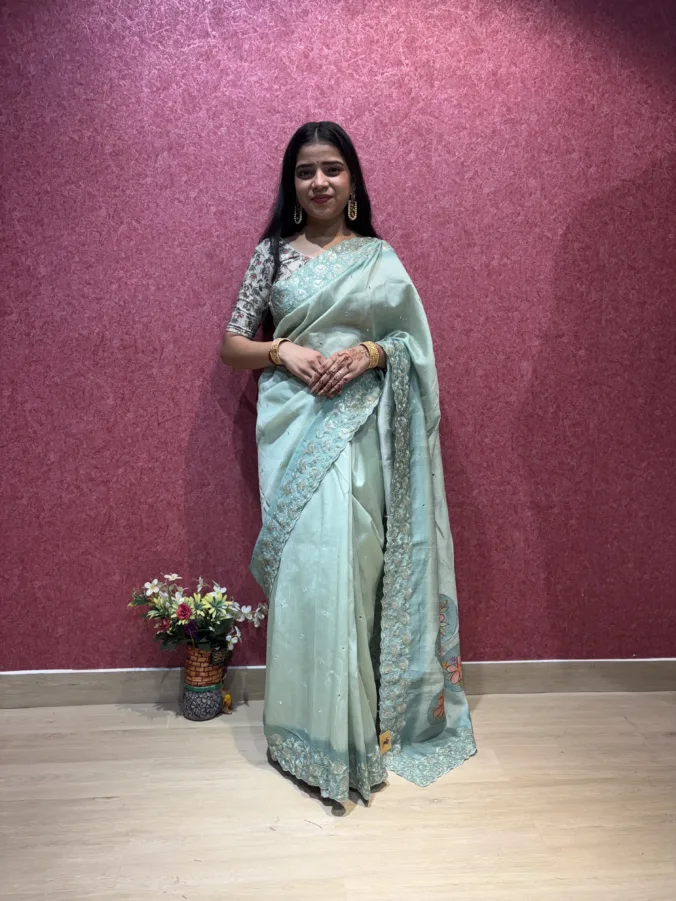 NEELAM TRADERS NEW LAUNCH TRENDING Partywear saree with trending kasida work all over in soft silk fabric