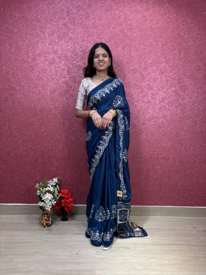 NEELAM TRADERS NEW LAUNCH TRENDING NEW GHATCHOLA PALLU SAREE WITH PITTAN WORK ALL OVER SAREE IN SOFT SILK FABRIC