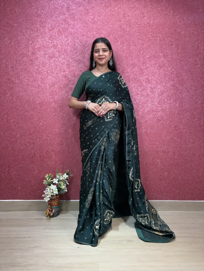 NEELAM TRADERS NEW LAUNCH SPECIAL BANDHEJ SAREE WITH HEAVY BANDHEJ PALLU IN SOFT SATTAN SILK FABRIC