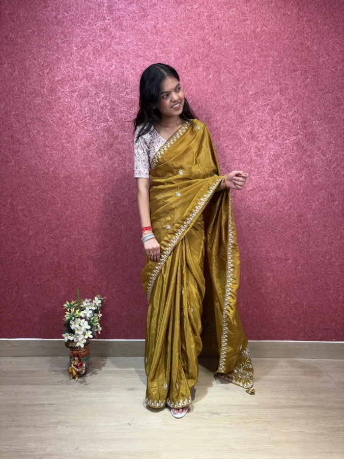 NEELAM TRADERS NEW LAUNCH wedding special saree with heavy pallu pittan work all over in H.O Silk Fabric