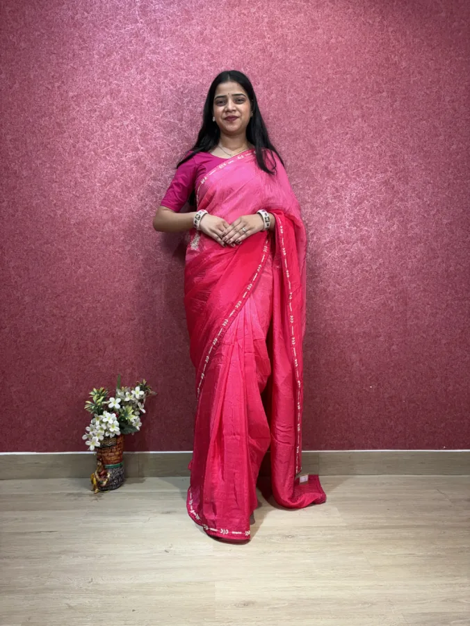 NEELAM TRADERS NEW LAUNCH WEDDING SEASON PARTYWEAR BRIDAL COLLECTION SAREE WITH MOTI AND KASAB WORK ALL OVER IN PURE H.O SILK FABRIC