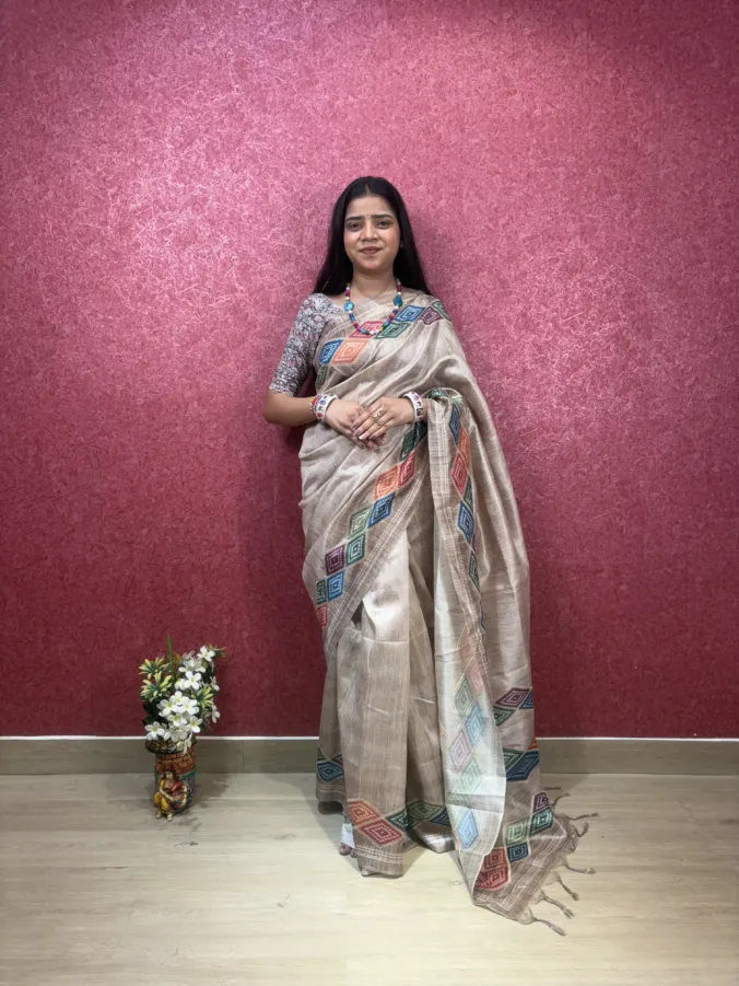 NEELAM TRADERS NEW LAUNCH WEDDING SPECIAL BANDHEJ TOUCH SAREE WITH HEAVY BANDHEJ DESIGN PALLU  IN KHADI SILK FABRIC