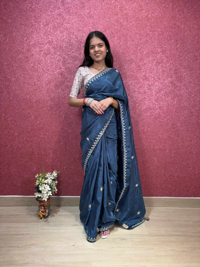 NEELAM TRADERS NEW LAUNCH wedding special saree with heavy pallu pittan work all over in H.O Silk Fabric