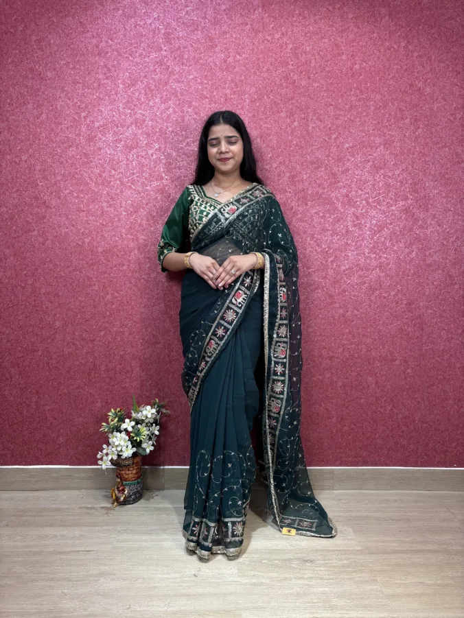 NEELAM TRADERS NEW LAUNCH HEAVY ZAAL WORK SAREE WITH HEAVY PITTAN WORK ALL OVER IN SOFT SILK FABRIC