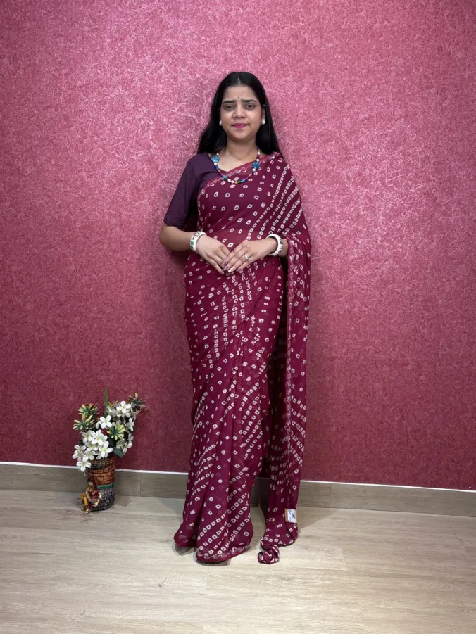 NEELAM TRADERS NEW LAUNCH Wedding Special Bandhej Saree With Diamond Work At Pallu IN SOFT GEORGETTE FABRIC