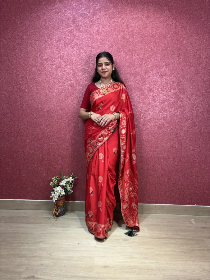 NEELAM TRADERS NEW LAUNCH red colour karwa chauth saree with heavy zarkan border all over in soft silk fabric
