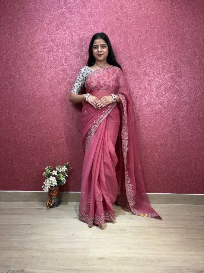 NEELAM TRADERS NEW LAUNCH HEAVY PARTYWEAR SAREE WITH THREAD AND PITTAN WORK ALL OVER IN SOFT SILK FABRIC