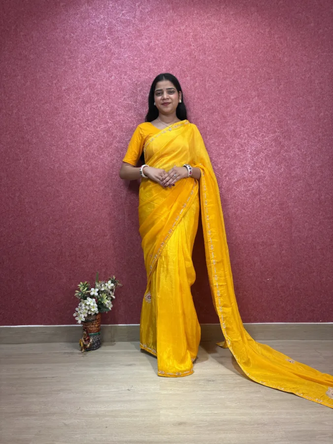 NEELAM TRADERS NEW LAUNCH WEDDING SEASON PARTYWEAR BRIDAL COLLECTION SAREE WITH MOTI AND KASAB WORK ALL OVER IN PURE H.O SILK FABRIC