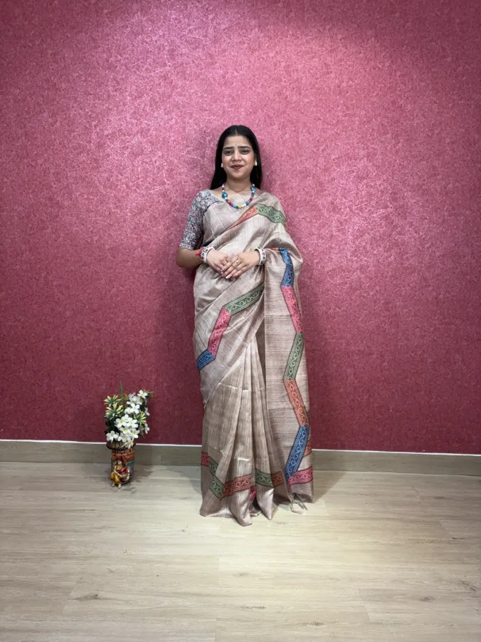 NEELAM TRADERS NEW LAUNCH WEDDING SPECIAL BANDHEJ TOUCH SAREE WITH HEAVY BANDHEJ DESIGN PALLU  IN KHADI SILK FABRIC