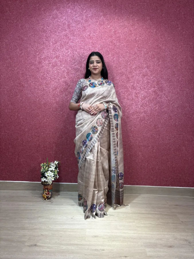 NEELAM TRADERS NEW LAUNCH WEDDING SPECIAL BANDHEJ TOUCH SAREE WITH HEAVY BANDHEJ DESIGN PALLU  IN KHADI SILK FABRIC